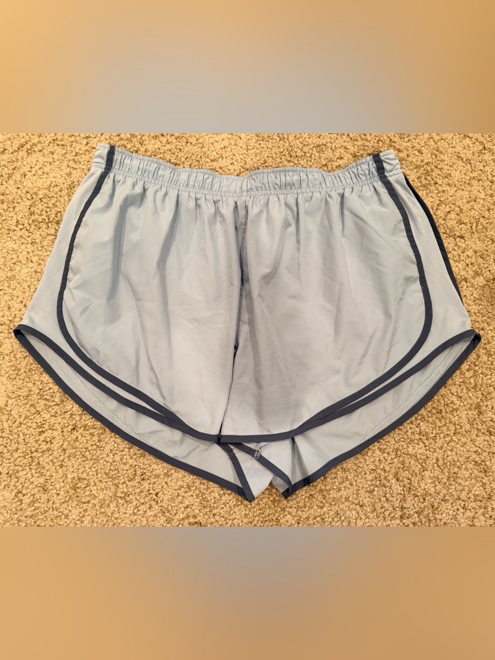 Nike Light Blue Women's Athletic Shorts with Navy Trim